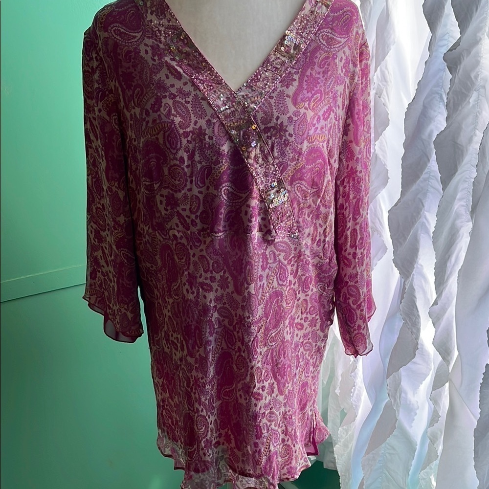 Silk paisley beaded tunic